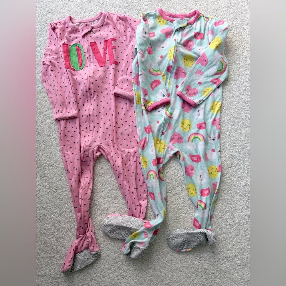 Carter's Pink and Mint Footed One Piece Set of 2